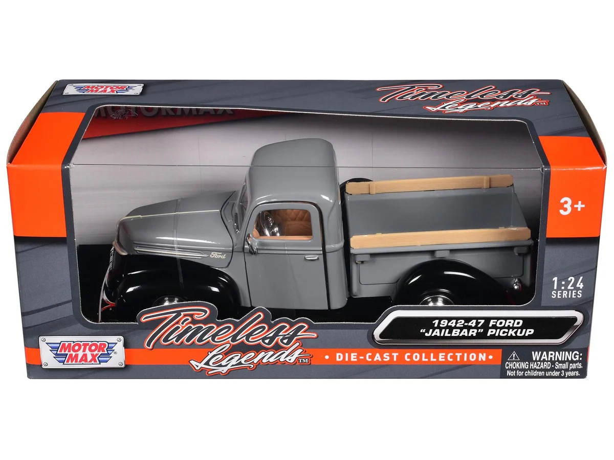 MOTORMAX MOTORMAX 1942-47 Ford "Jailbar" Pickup Truck Gray and Black "Timeless Legends" Series 1/24 Diecast Model Car — product photo