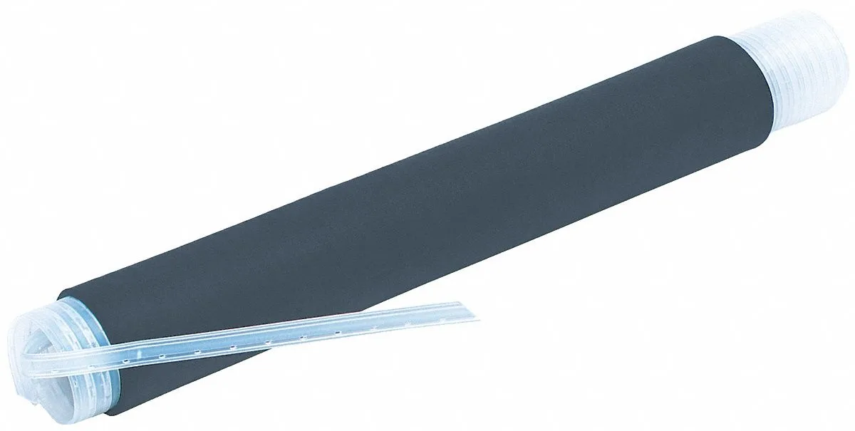 Grey EPDM rubber cold-shrink tube, 2.5 in long, 0.72 in before shrink, 0.35 in after