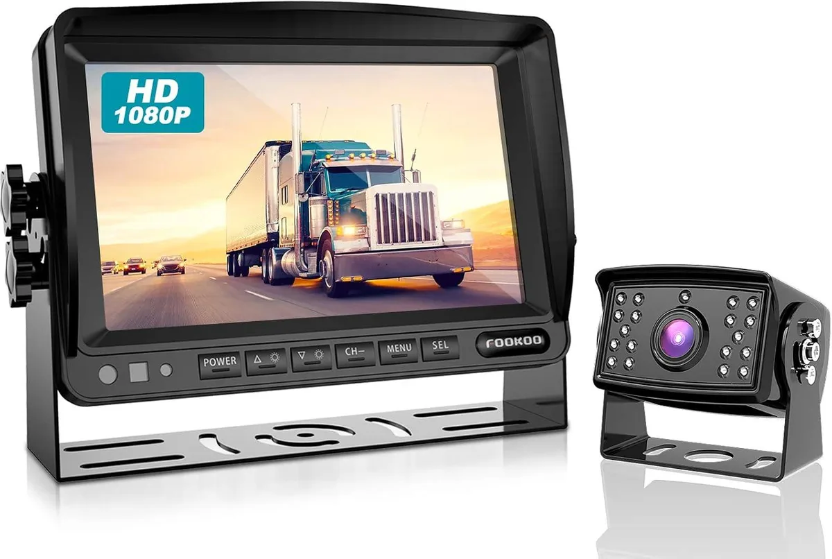 WUQ WUQ 1080P HD Backup Camera System Kit 7 Inch Monitor IP69 Waterproof Camera Wired FHD1 9 36V Truck RV — product photo