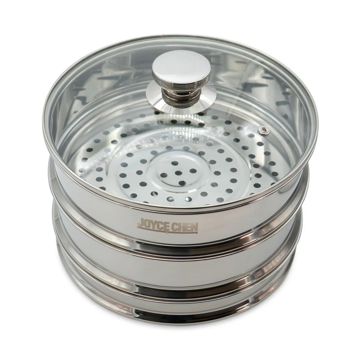  Joyce Chen 10-Inch Two-Tier Steamer with Glass Lid &amp; Wok Adapter Ring, 304 Stainless Steel, 5 qt — product photo