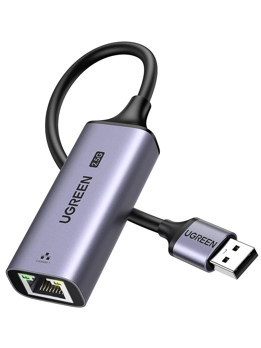 Compact grey aluminium USB 3.0 to RJ45 2.5Gb Ethernet dongle