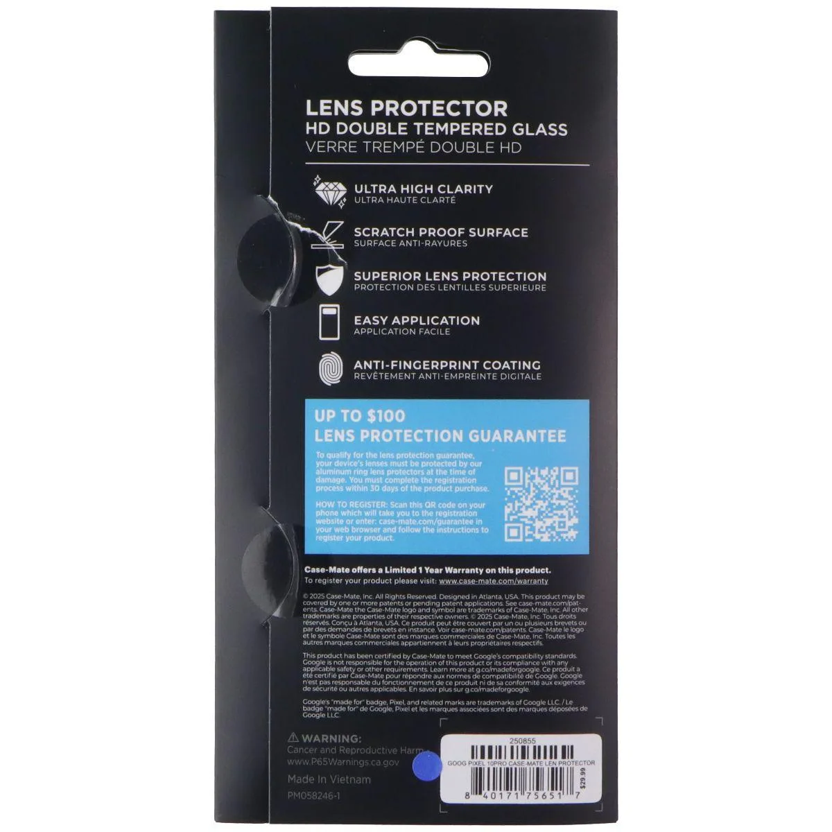 Clear tempered glass lens protector for Pixel 10 Pro