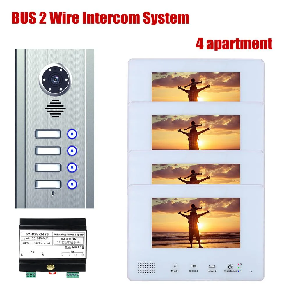 visiPower visiPower 7" 2-Wire Video Intercom Kit — 1 doorbell + 4 monitors — product photo