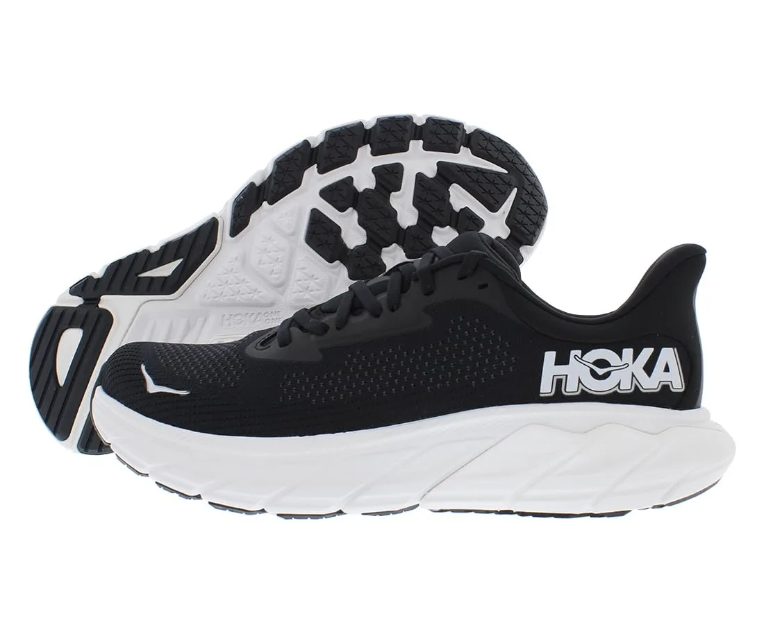 HOKA Arahi 7 sneaker in black and white, size 10