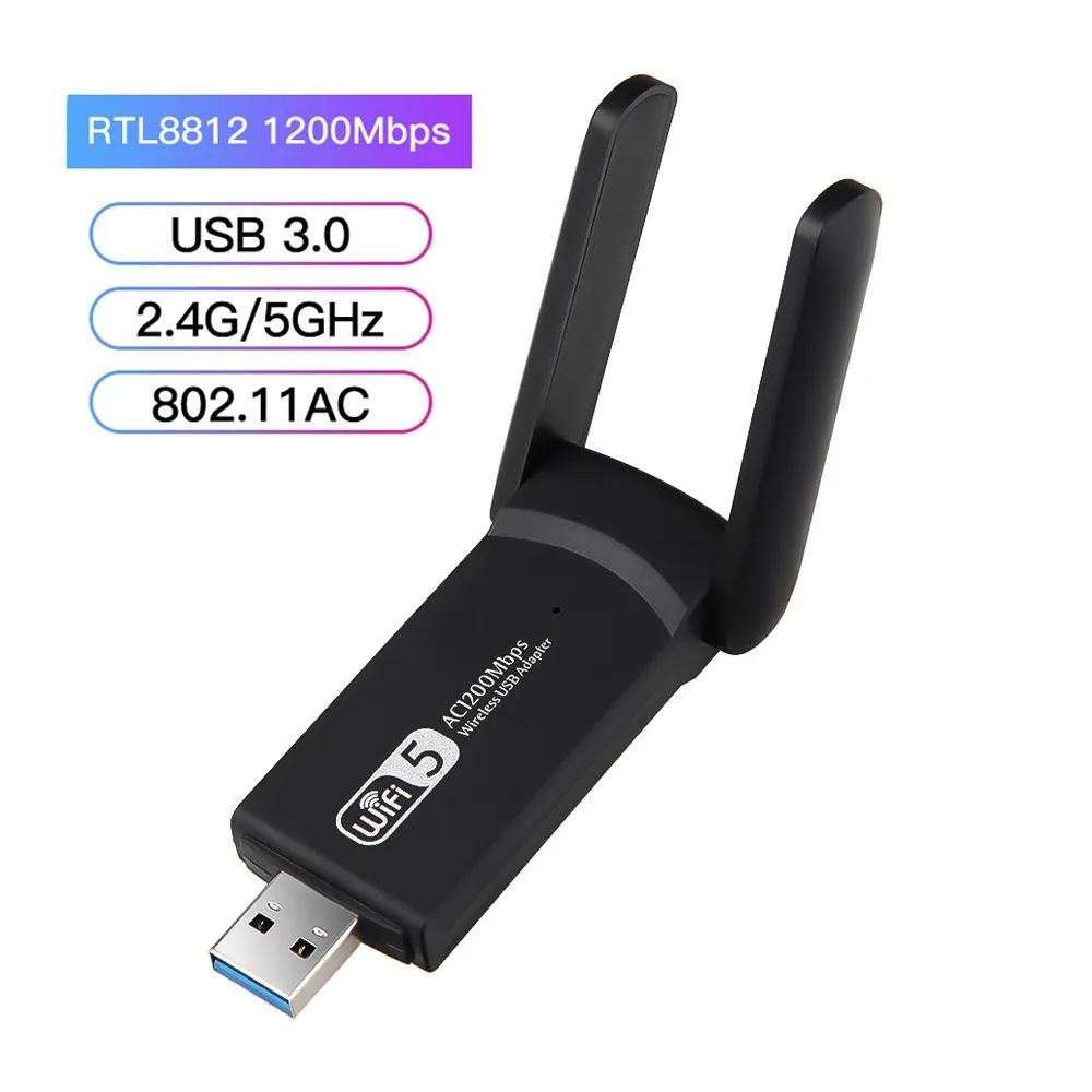 Teday Teday USB 3.0 AC1200 Dual Band Wi-Fi Adapter Black — product photo