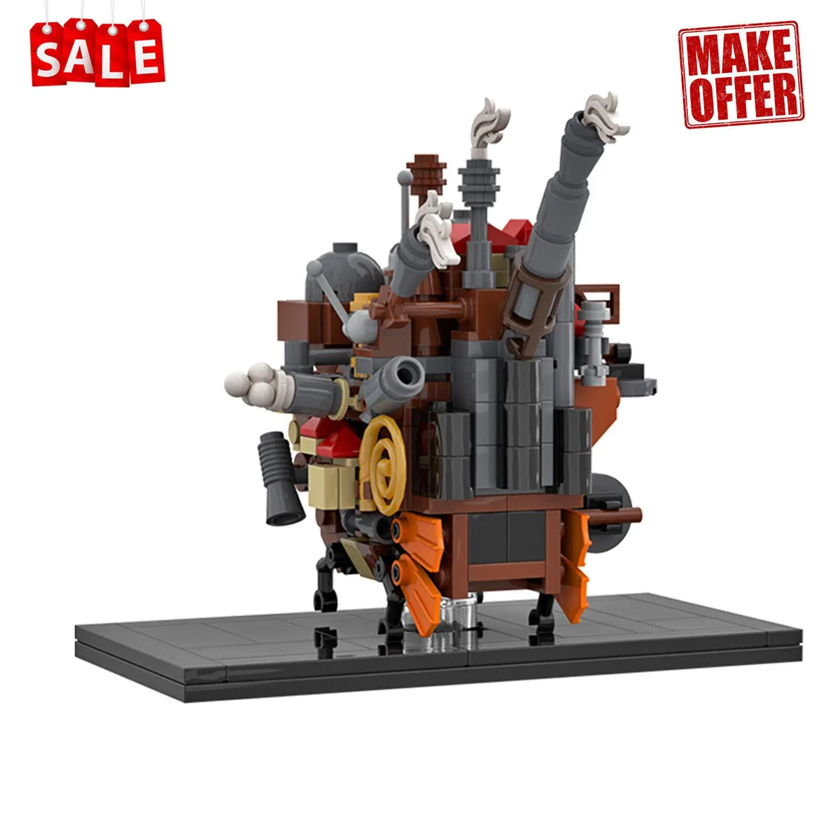 Colourful plastic building brick castle set, 272 pieces in box