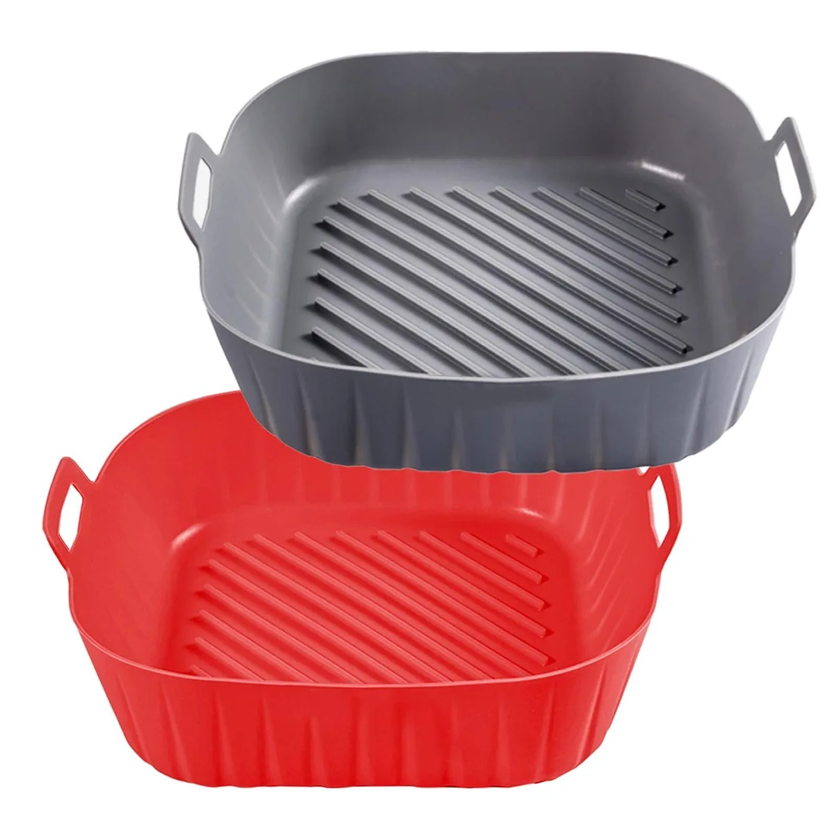 Two square silicone liners with handles, 8.5 inch size
