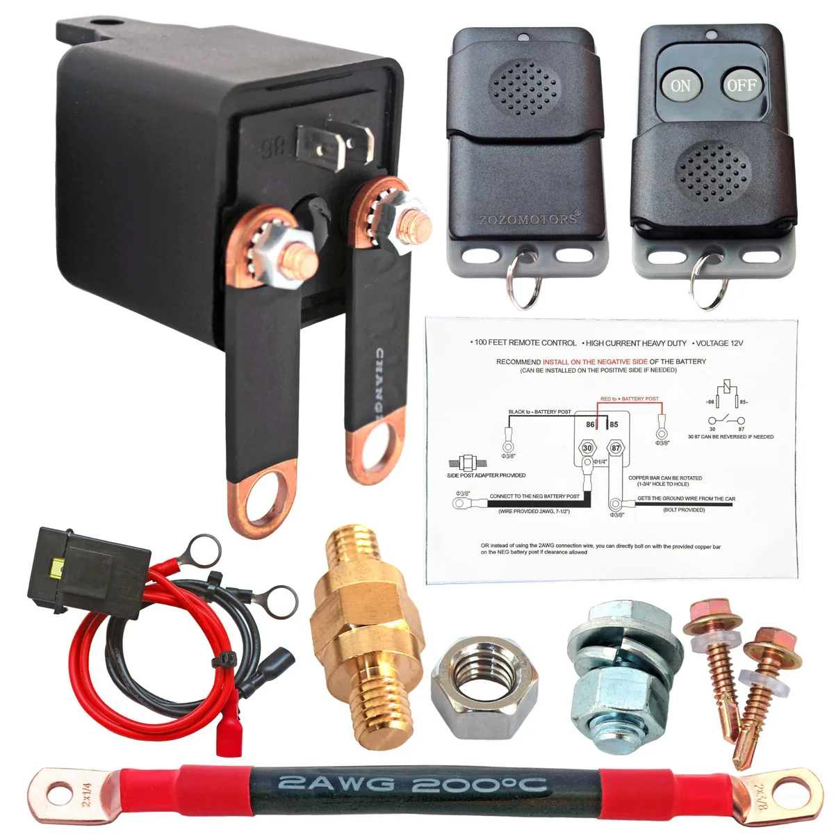  Meterk 30248 12V 200A/1000A Remote Battery Disconnect Switch 3/8" Side Post — product photo