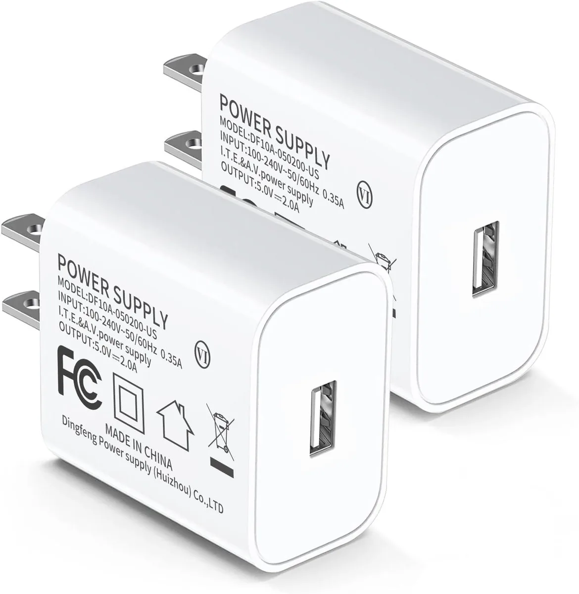 ONITOON ONITOON 5V 2A USB Wall Charger 2-Pack UL Certified — product photo