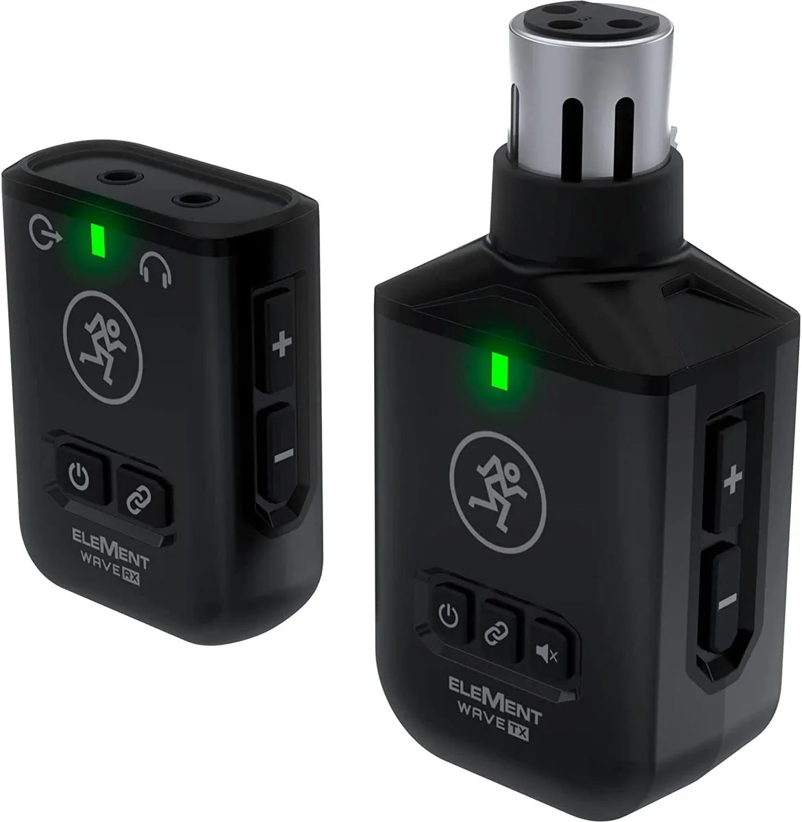 Black wireless handheld microphone with compact receiver and clip-on transmitter in carrying case