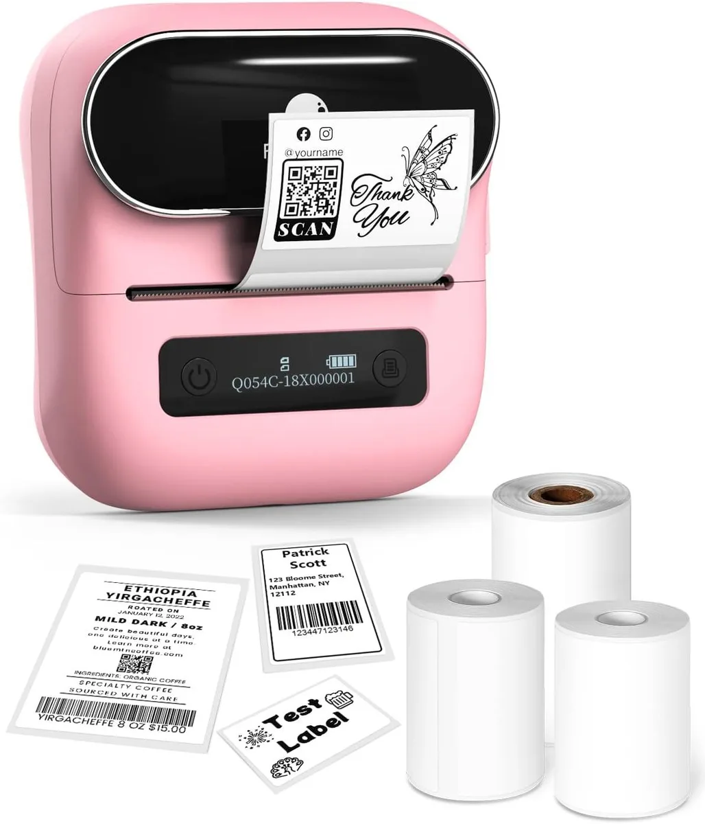 BFKK BFKK 3.14" Bluetooth Thermal Label Printer 2200 mAh Pink — product photo