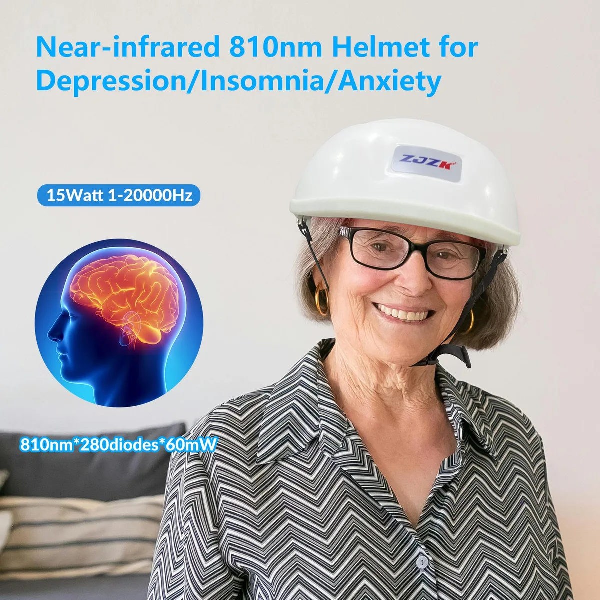 ZJZK ZJZK 810nm Infrared Therapy Helmet 280 LED 1-20000Hz Home Health Care — product photo