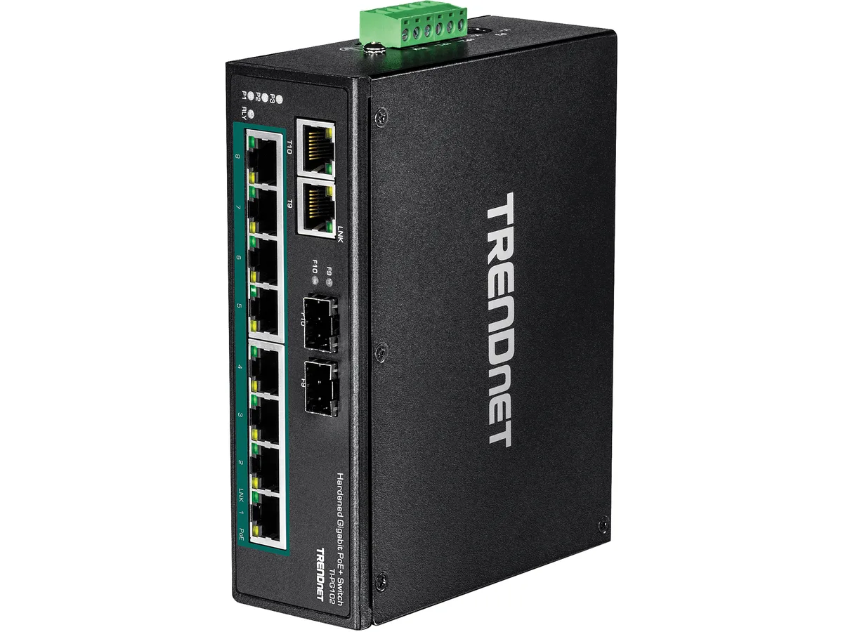 TRENDnet TRENDnet TI-PG102 10-Port Industrial Gigabit PoE+ Network Switch — product photo