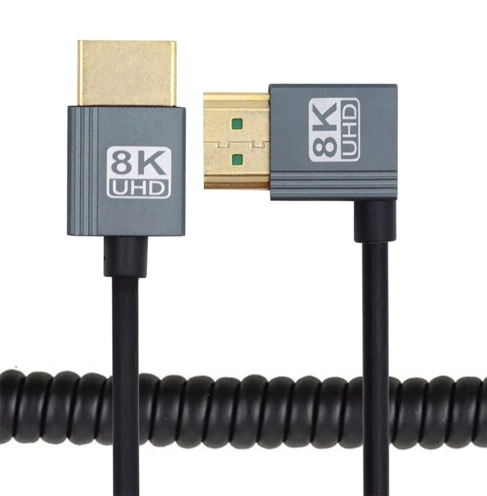 LORDWORLD LORDWORLD Right-Angled HDMI 2.1 Coiled Cable 100cm 8K 60Hz 90° — product photo
