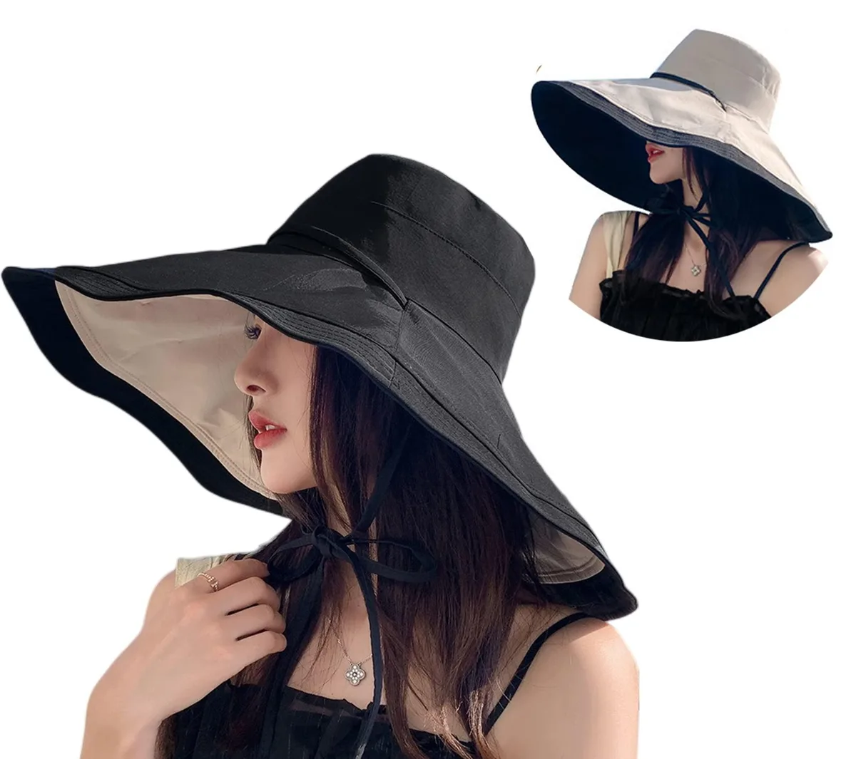  518BH Packable Sun Hat 6.7" Brim Black One Size — product photo