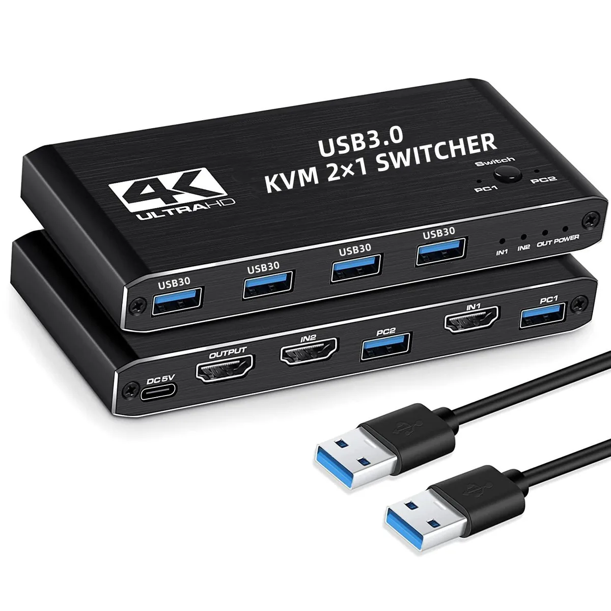 Hitoor Hitoor 2-Port HDMI 2.0 KVM Switch 4K@60Hz 4×USB 3.0 — product photo