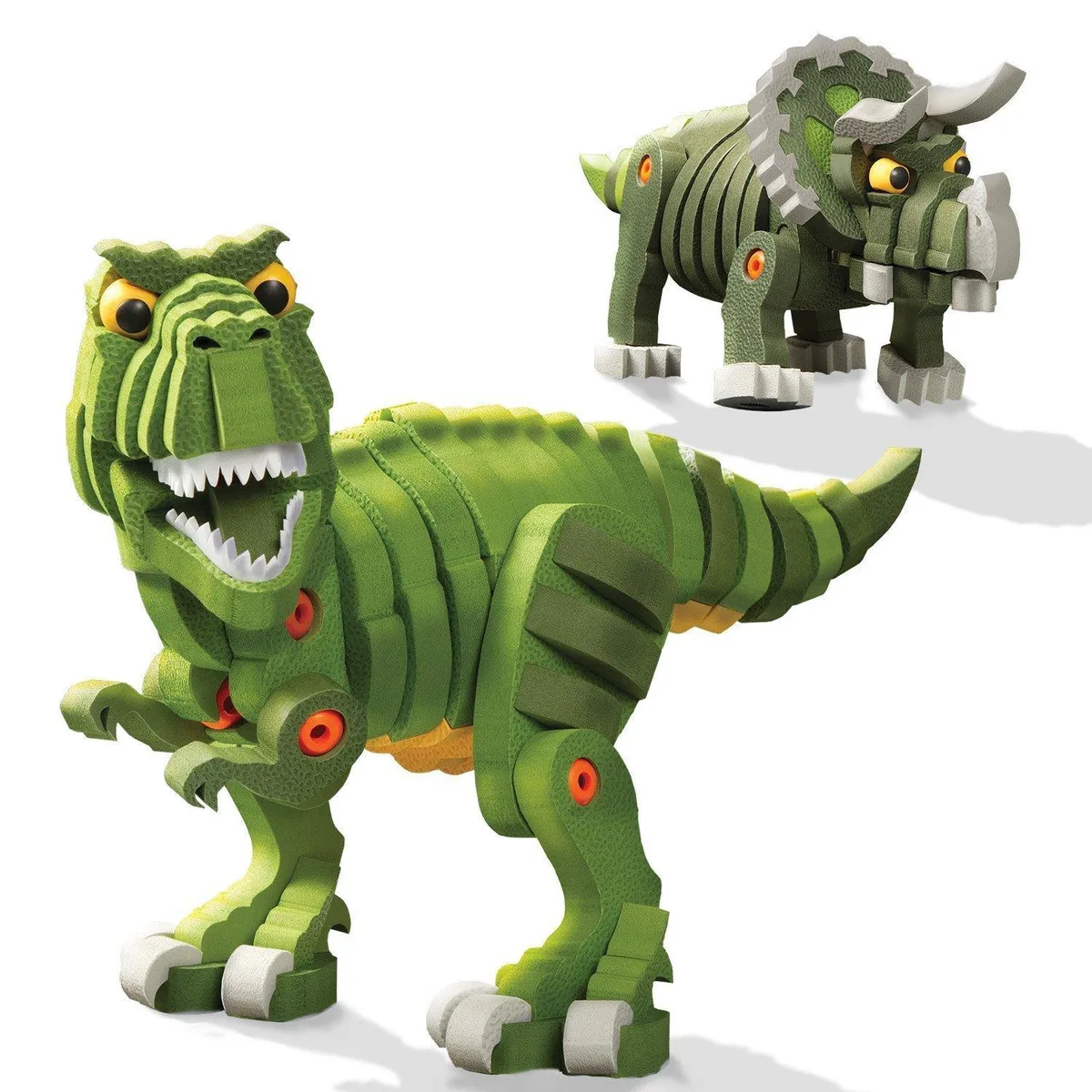 Bloco Toys Bloco Toys T-Rex &amp; Triceratops Educational Foam Building Set 200 Pieces — product photo