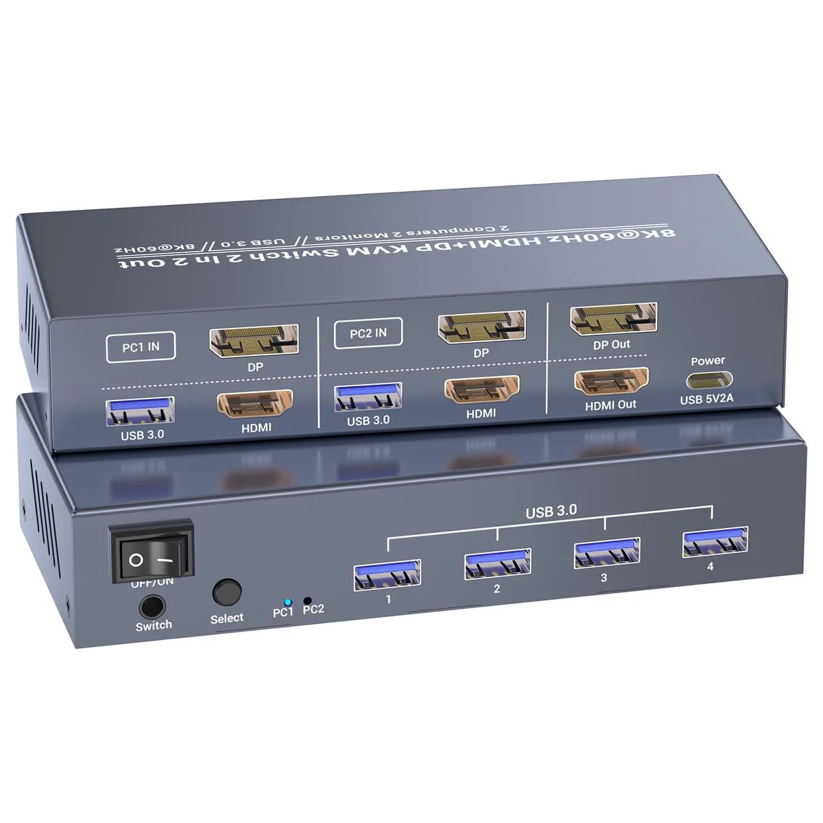  Club3D KVM-8 Dual Monitor HDMI DP KVM Switch 8K60Hz 4K120Hz USB 3.0 — product photo