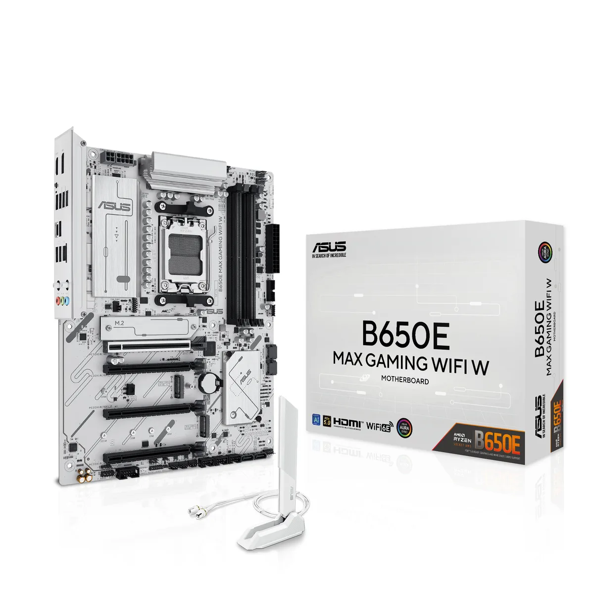 ASUS ASUS B650E MAX GAMING WIFI White AMD motherboard — product photo