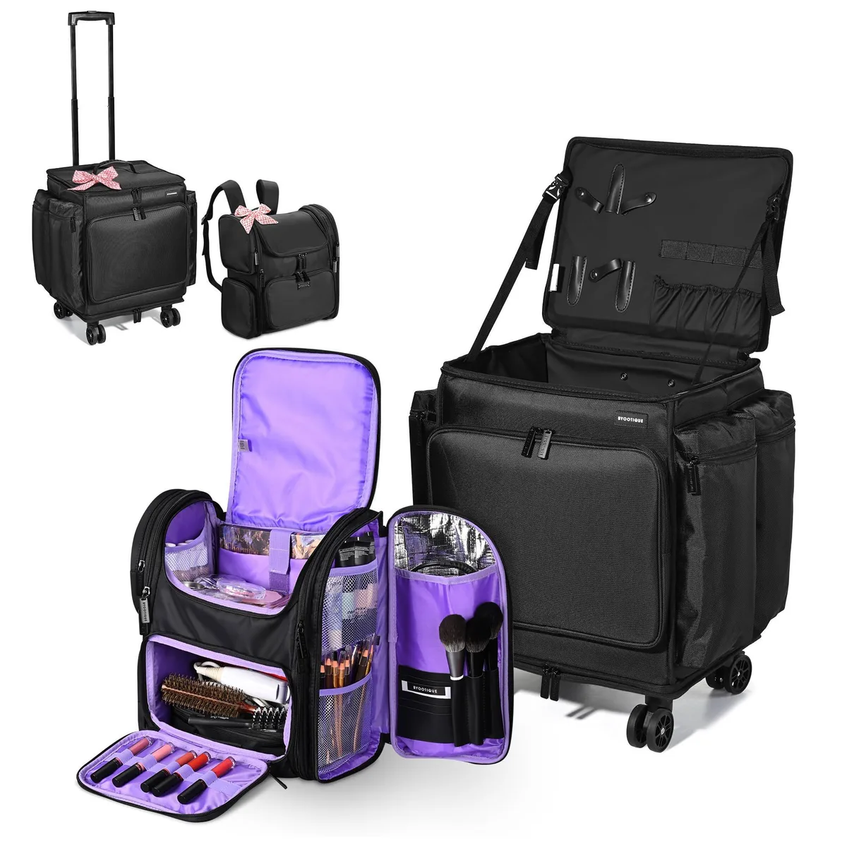 Byootique Byootique 12MKCSET-086033-0605 rolling makeup case &amp; backpack luggage — product photo