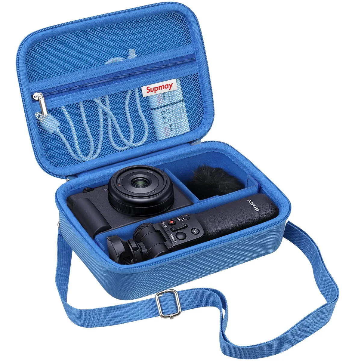 Supmay M08LL Hard Camera Case for Sony ZV-1F/ZV-1/ZV-1 II, Blue — product photo