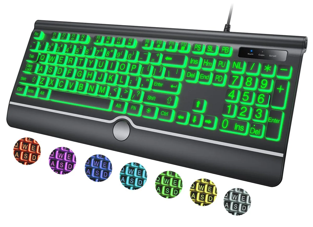  HeengYanson KB-001 Large Print RGB Gaming Keyboard with Wrist Rest — product photo