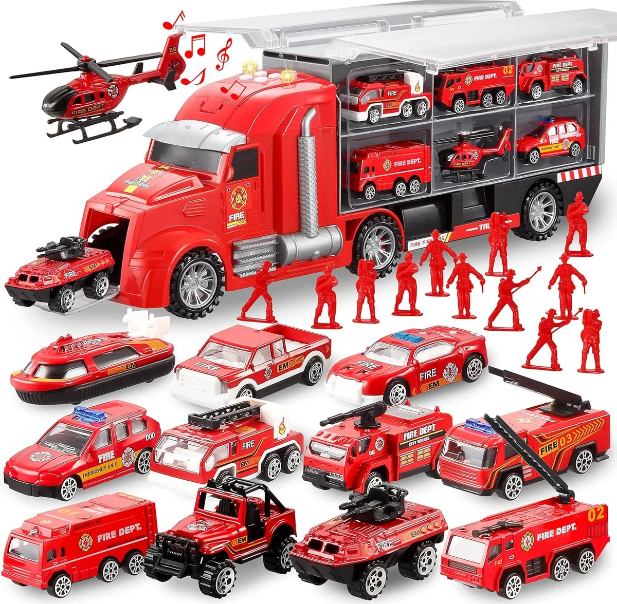 usbroway usbroway 25 in 1 Fire Truck Vehicle Toy Set — product photo