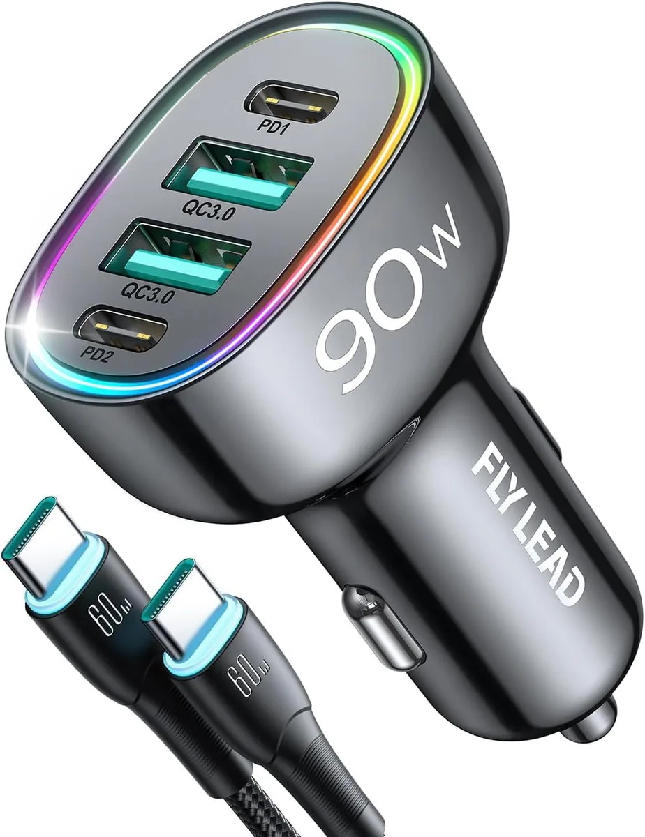 Hamzan Hamzan 90W 4-Port Car Charger FLYLEAD 2025 — product photo