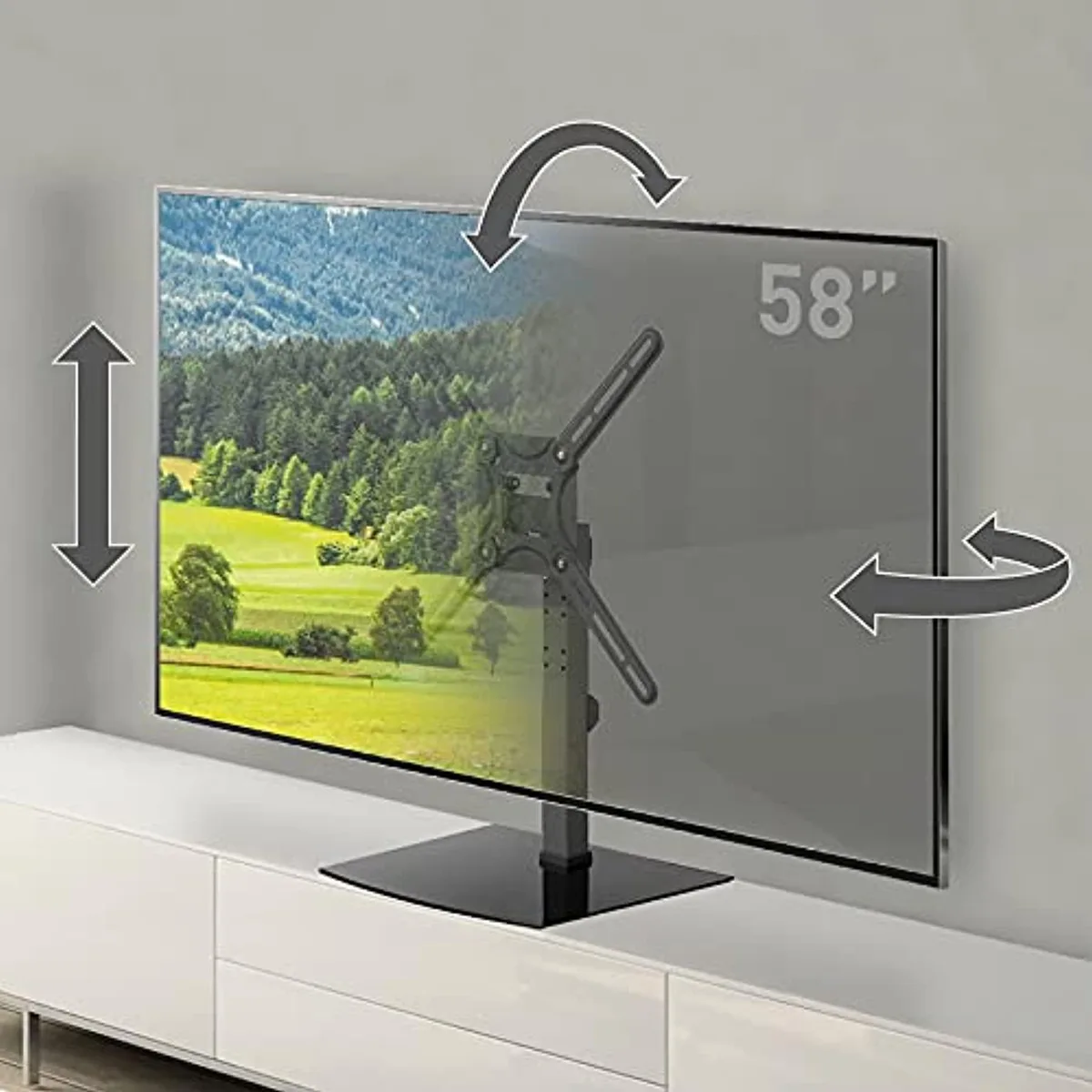Black tempered-glass base with swivel-tilt bracket for 29-58 inch TVs