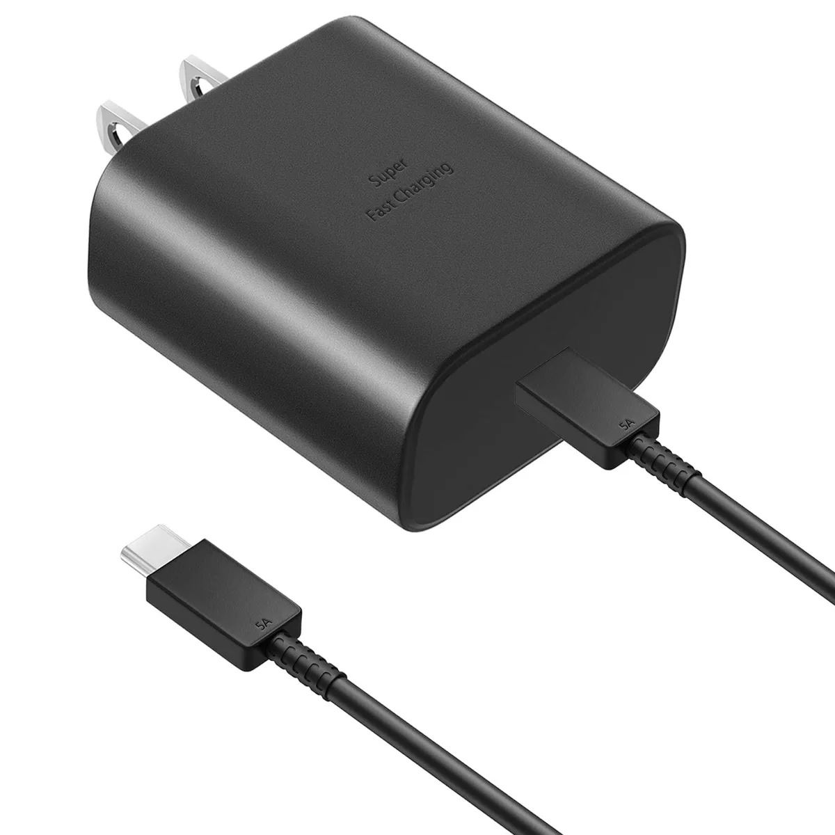 Black USB-C wall charger with 6.6ft cable