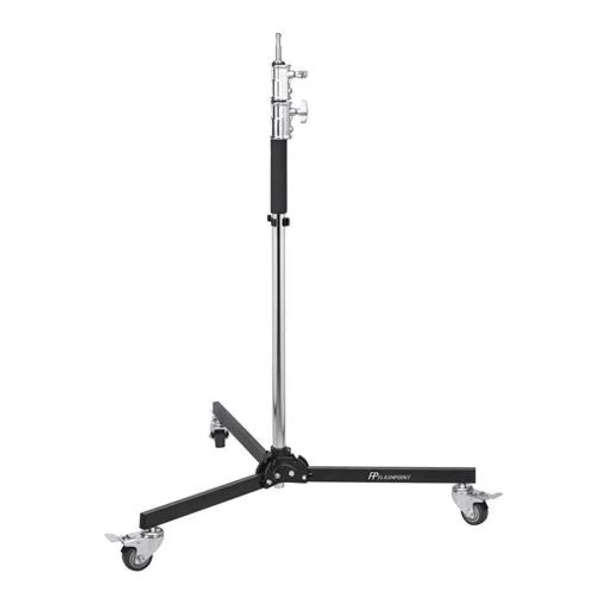 Flashpoint Brand Flashpoint Brand Collapsible Steel Stand with C-Stand Folding Wheeled Base (Black/Chrome, 9 ft) — product photo