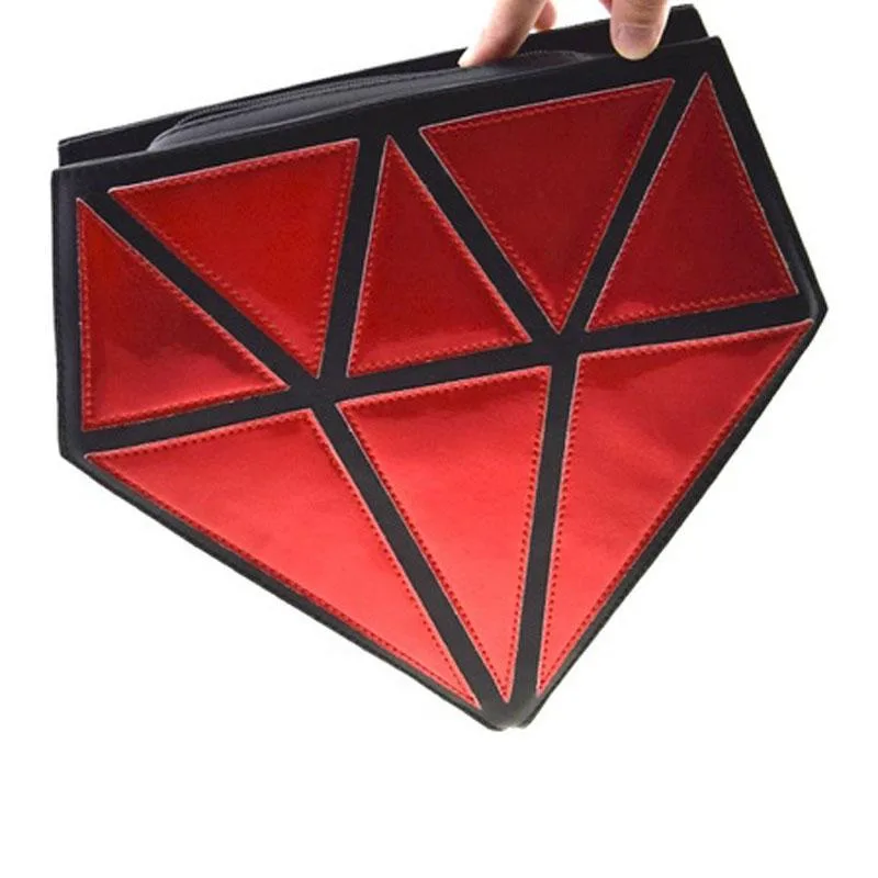 DAXINQI DAXINQI Diamond Shape PU Leather Makeup Bag 29 x 27 x 4cm red — product photo