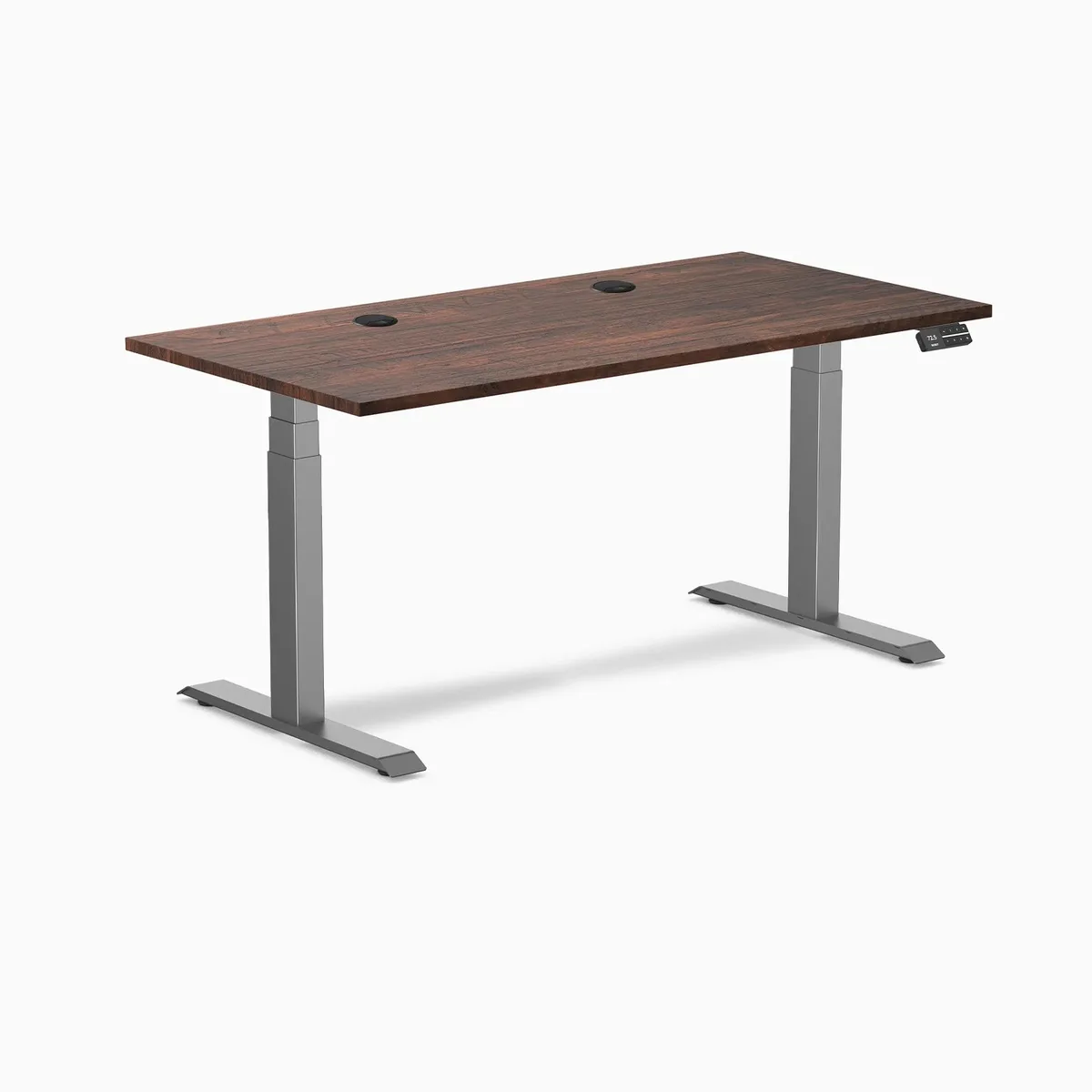 Desky Desky Dual Softwood Sit Stand Desk 60 x 30 inches Grommets Space Grey office furniture — product photo