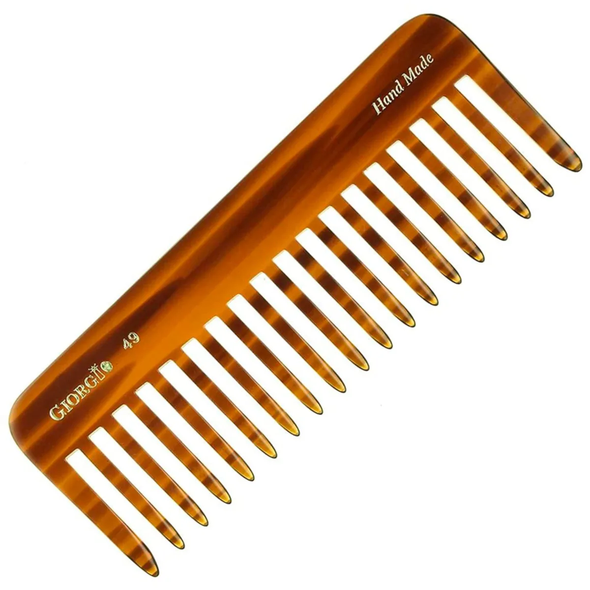 Tortoise-shell cellulose acetate comb, 5.75 inches wide-tooth design