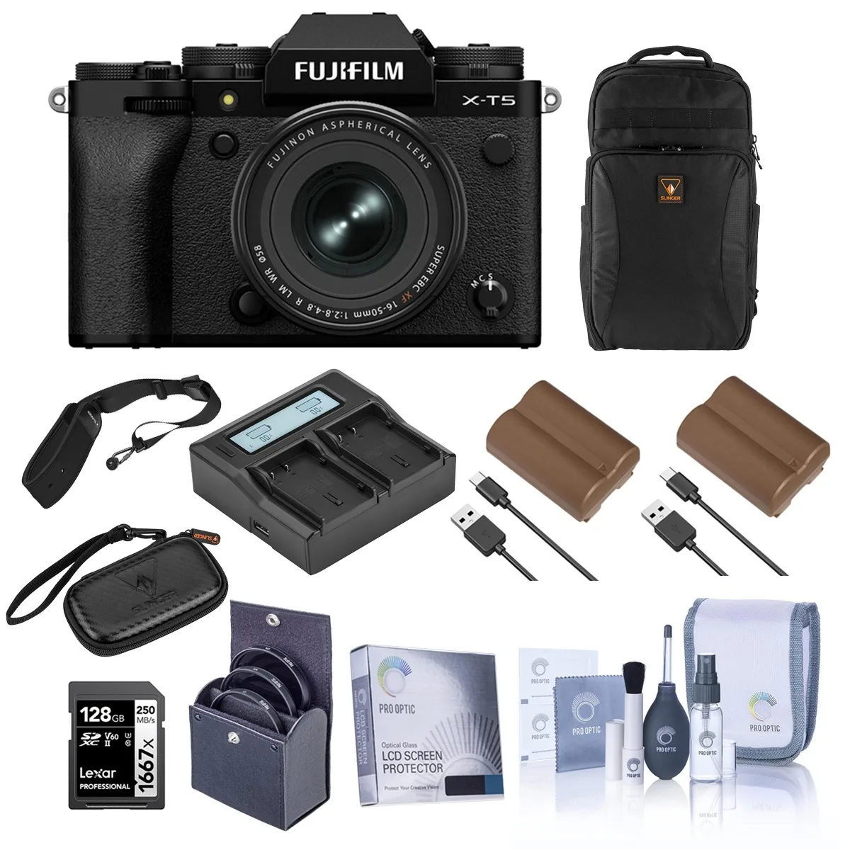 FUJIFILM FUJIFILM X-T5 40.2MP compact mirrorless camera with XF 16-50mm f/2.8-4.8 lens — product photo