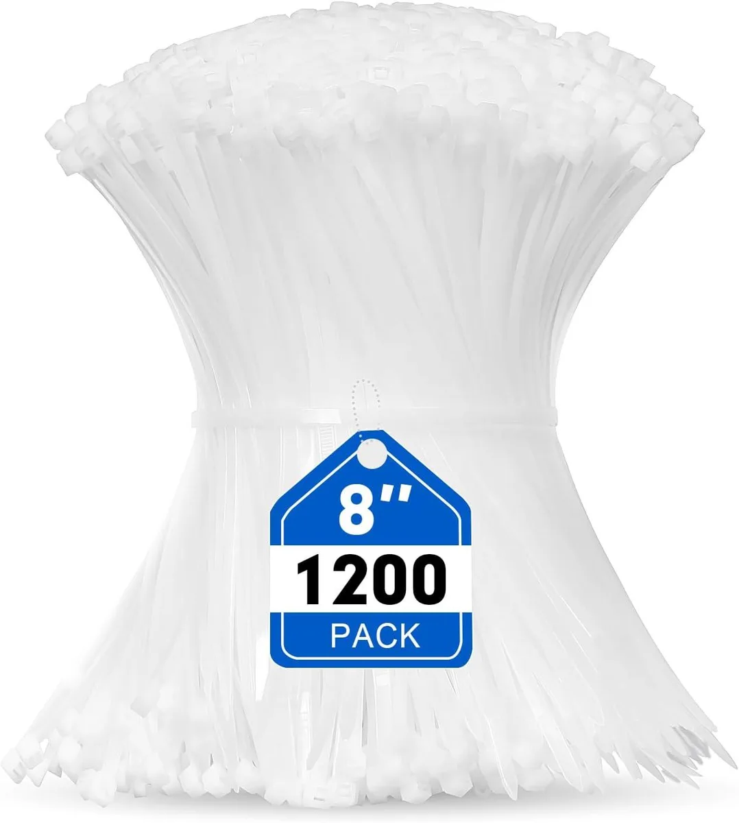 Ennovor Ennovor 1200pcs 8 Inch White Nylon 66 Cable Ties 50lb Tensile Strength — product photo