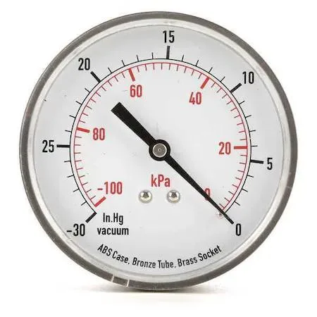 Value Brand Value Brand Commercial Vacuum Gauge 30 to 0 +/-3-2-3% Black — product photo