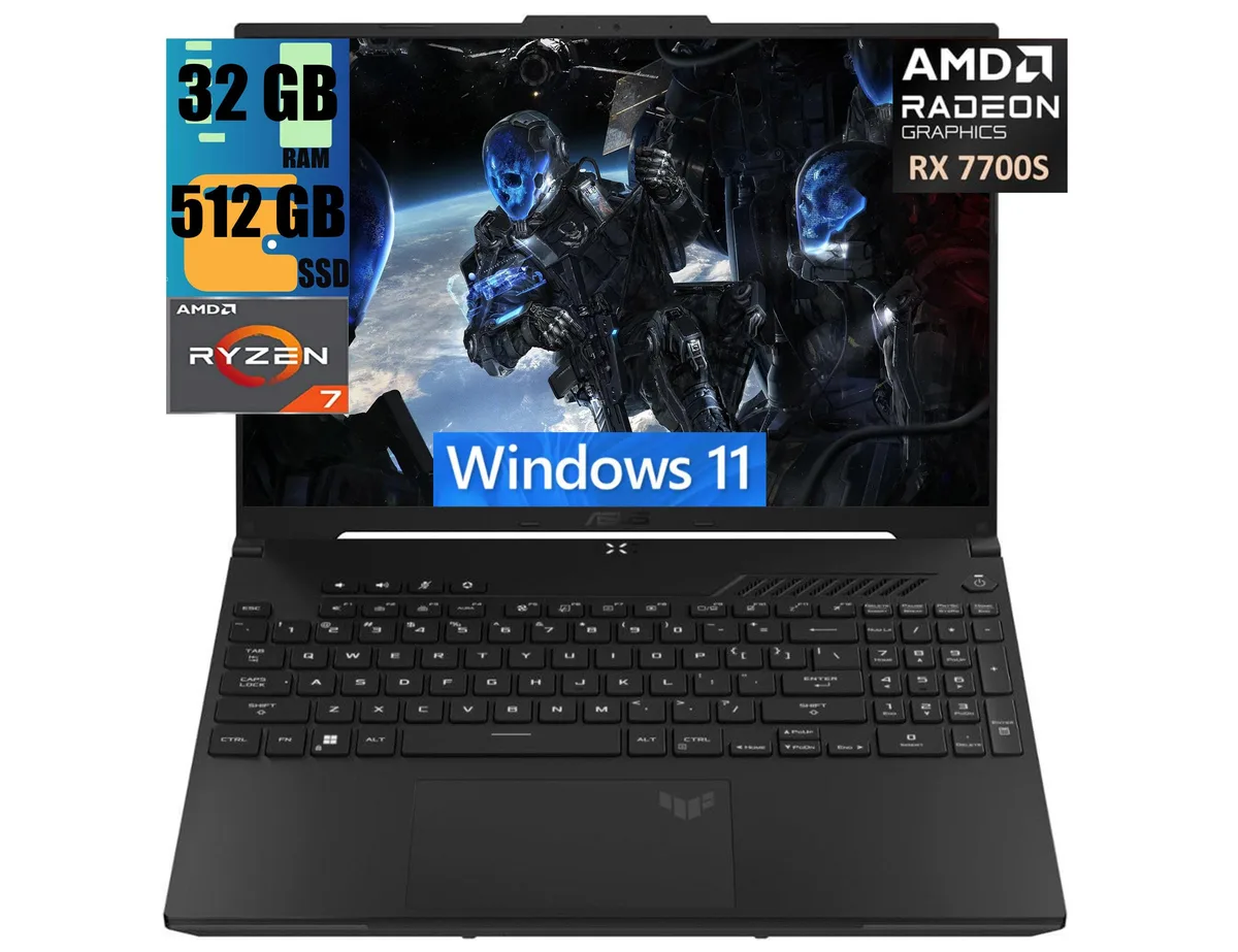 ASUS ASUS TUF A16 Raider gaming laptop, Ryzen 7 7735HS, RX 7700S 8GB, 32GB DDR5, 512GB PCIe SSD — product photo