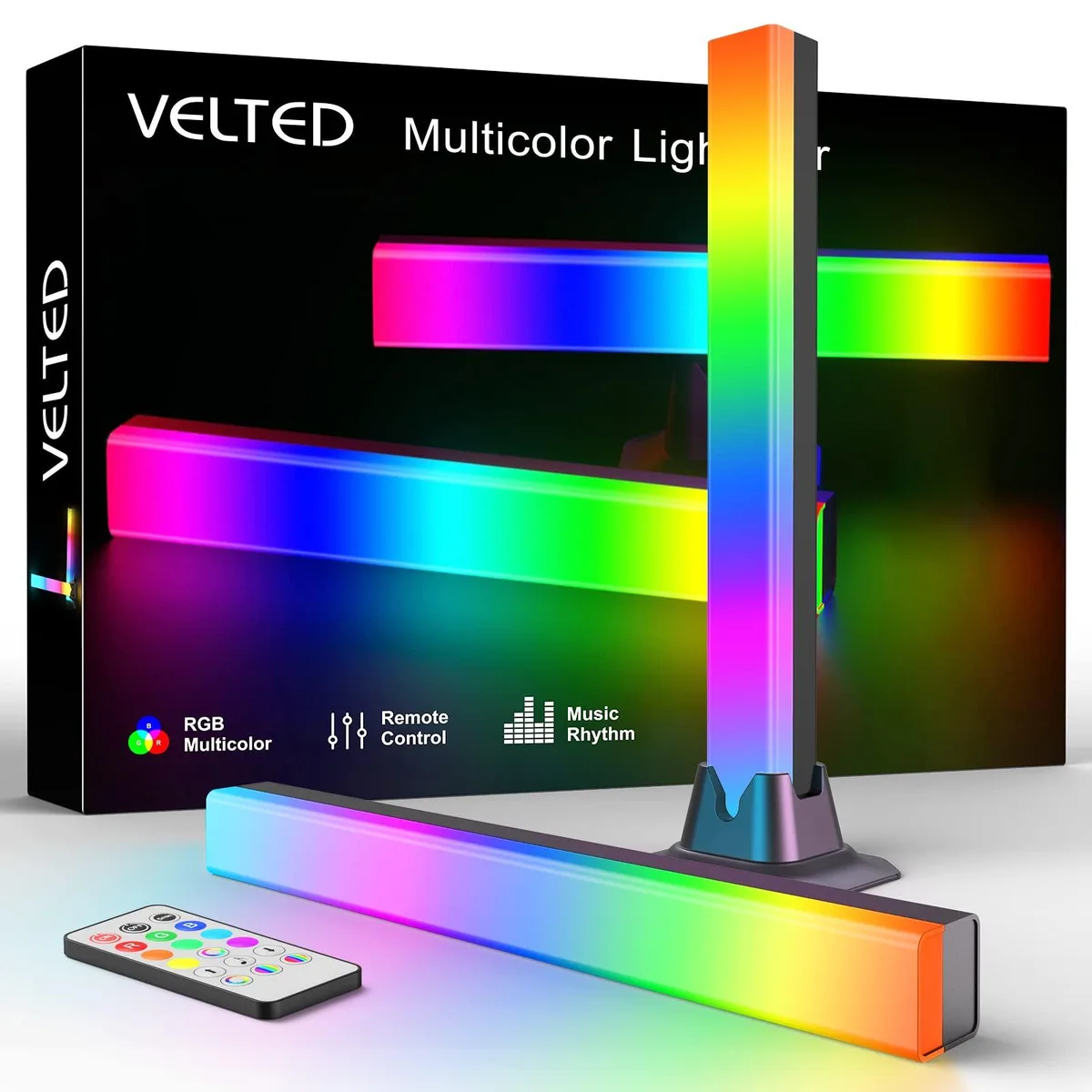 Rectangular aluminium LED light bar 32.4 cm long multicolor finish