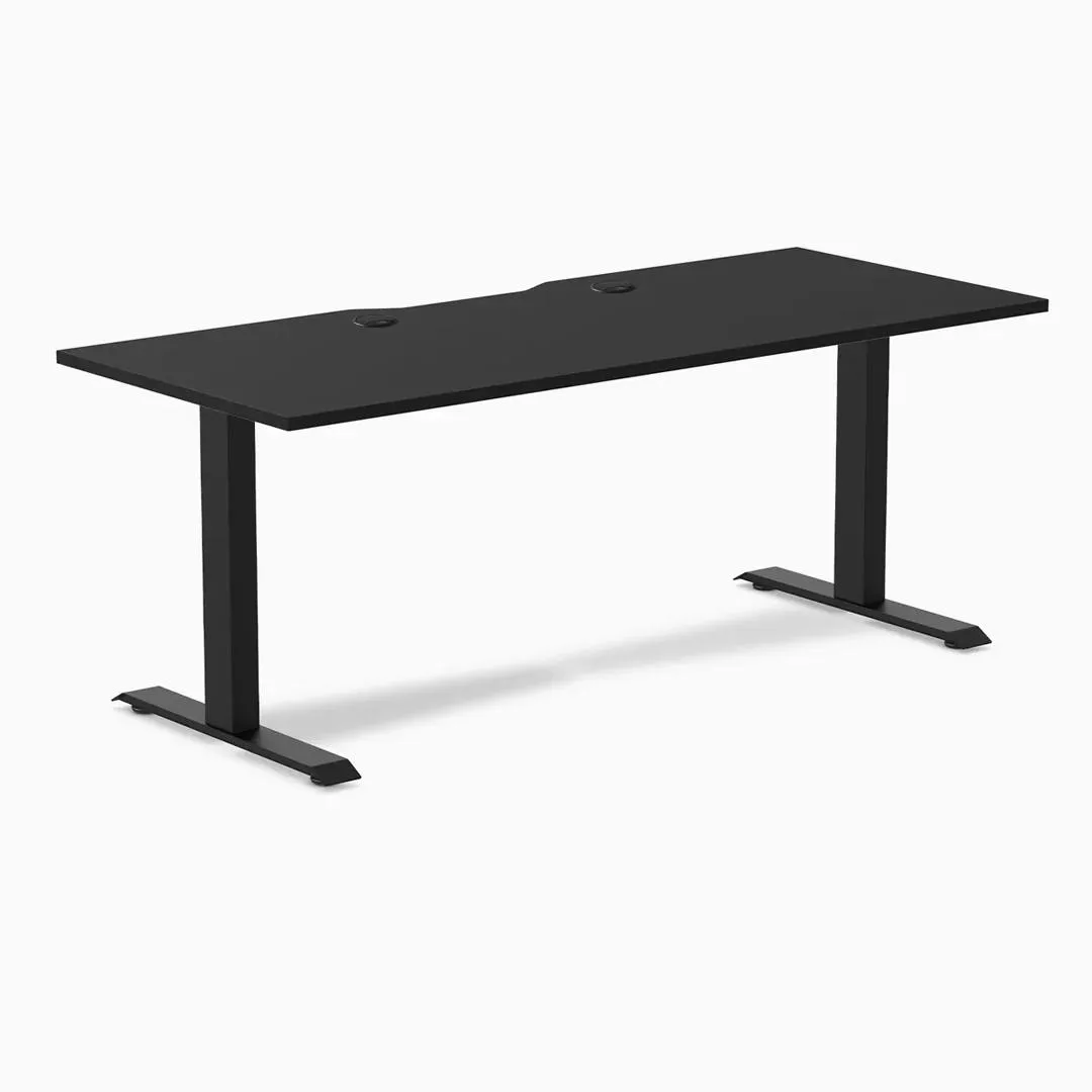 Desky Desky Zero Scalloped Laminate Desk 70.9 x 29.5 in Black Matte Black with Grommets — product photo