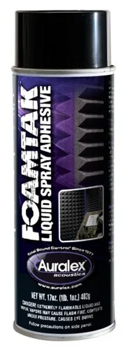 Aerosol can of Auralex Foamtak spray adhesive
