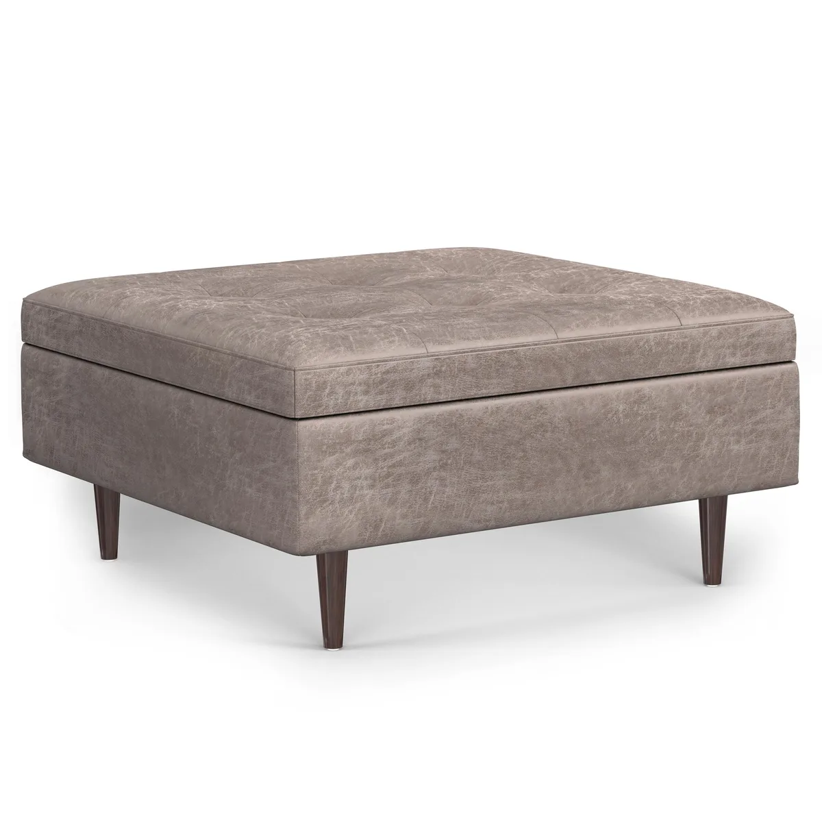 tuphen tuphen Shay Mid Century Large Square Coffee Table Storage Ottoman Gray 38 18.5 — product photo