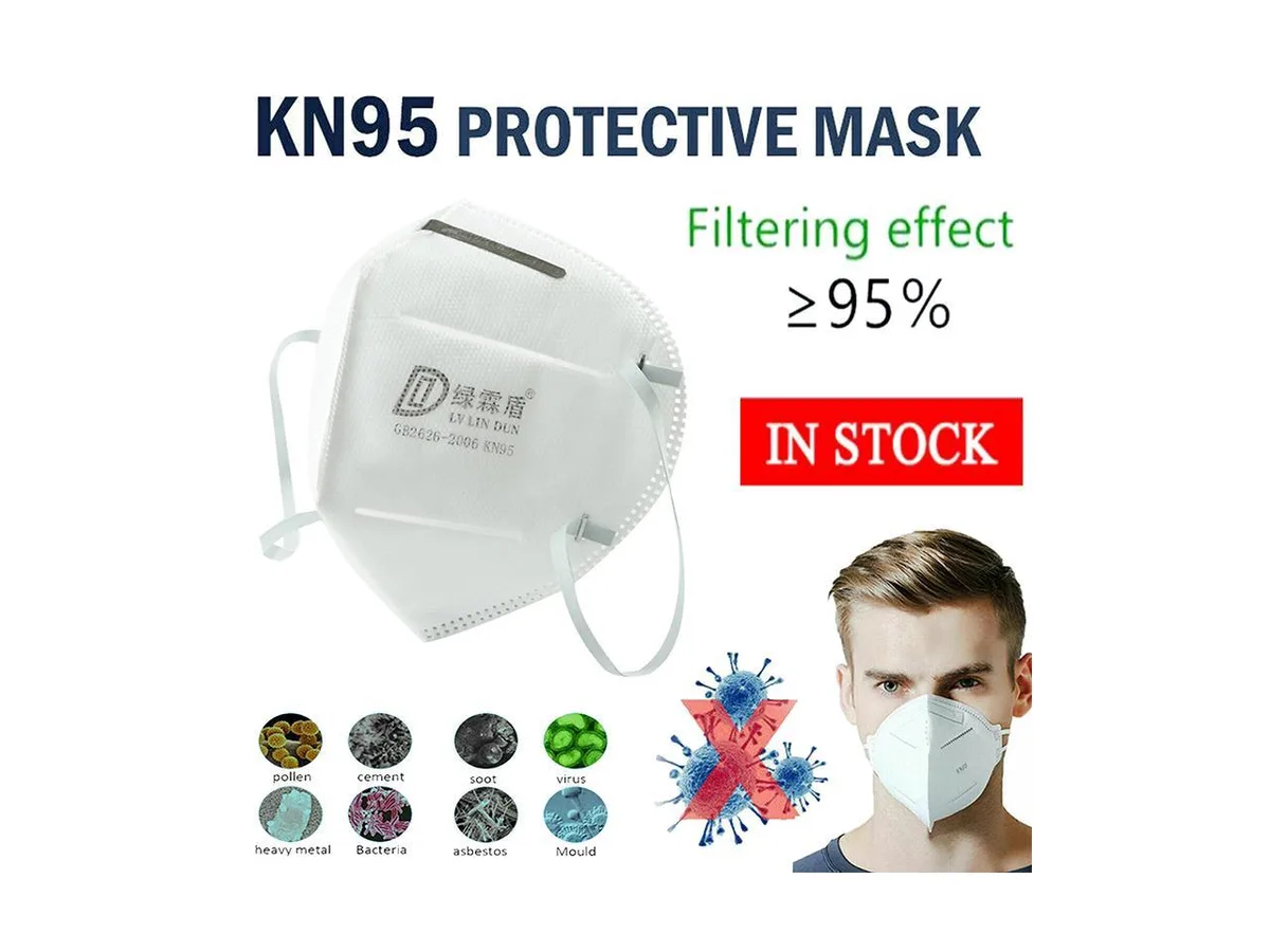 Pack of ten blue and white PM2.5 dust masks with breathing valves