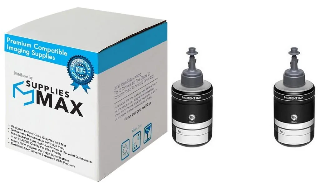 SuppliesMax SuppliesMax T774120P-D2 Pigment Black Ink Bottle 6000 Page Yield 2 Pack — product photo
