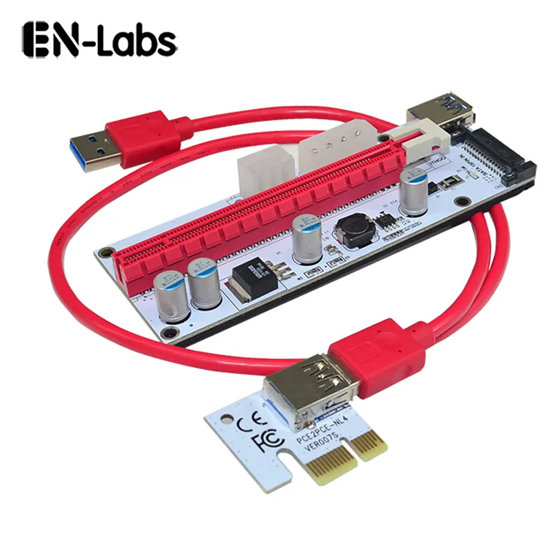 EN-Labs EN-Labs PCIe 1X to 16X Riser Card 60cm USB 3.0 SATA Molex 6pin — product photo