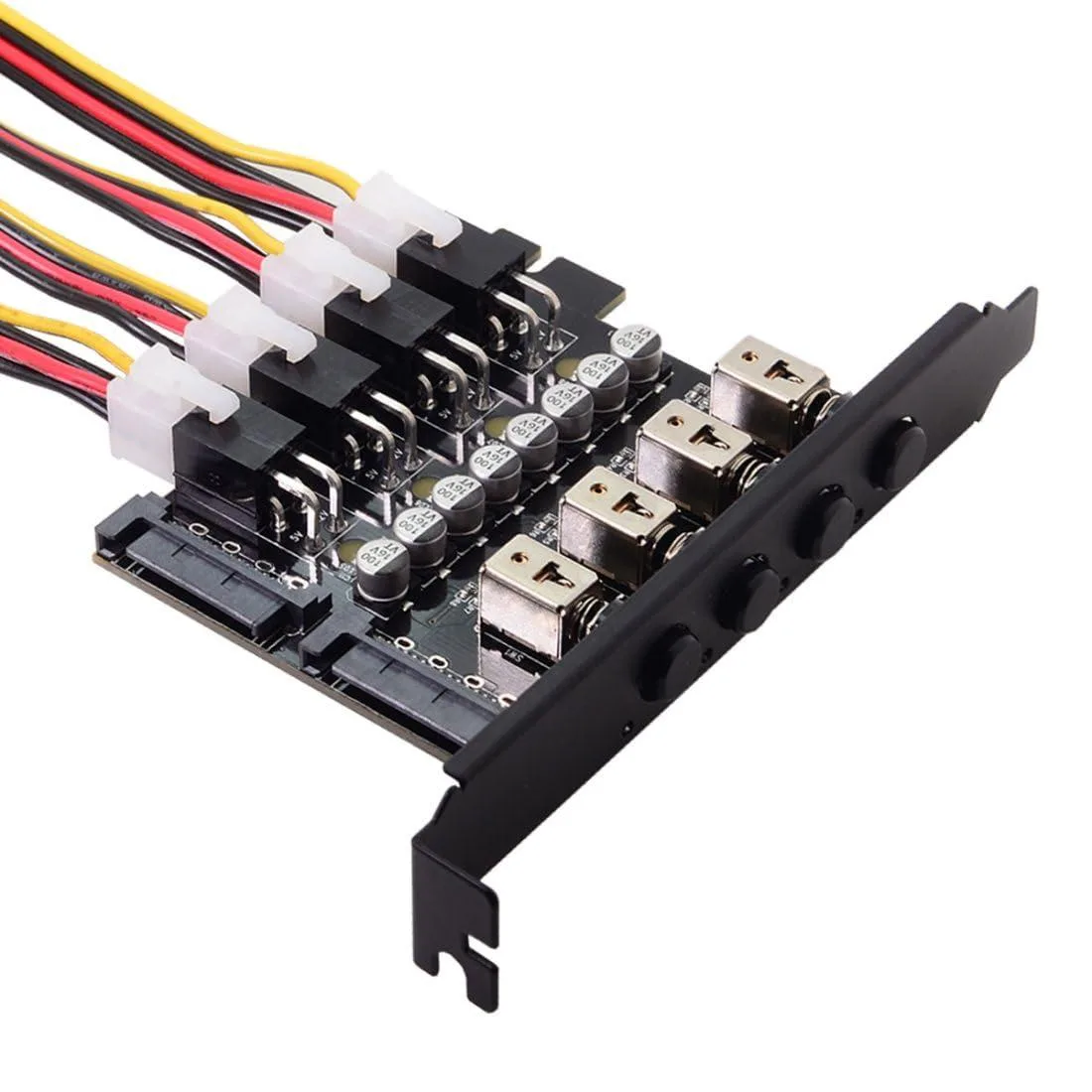 LORDWORLD LORDWORLD 4 SATA HDD SSD Power Switch Selector Module 120mm PCI Bracket 60cm cables — product photo