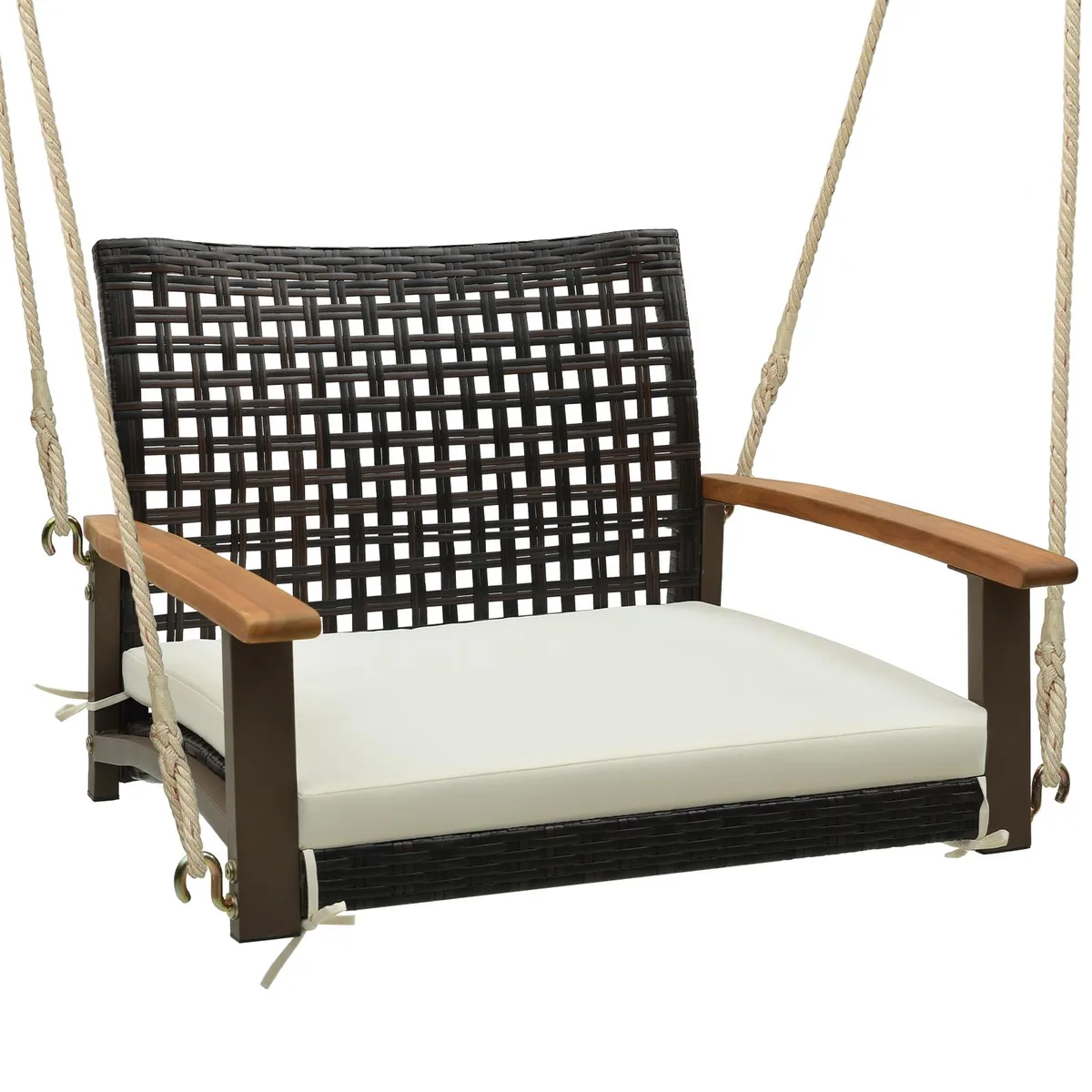 SlickBlue SlickBlue Single Rattan Porch Swing White 32" x 27.5" x 21" 400 lbs — product photo