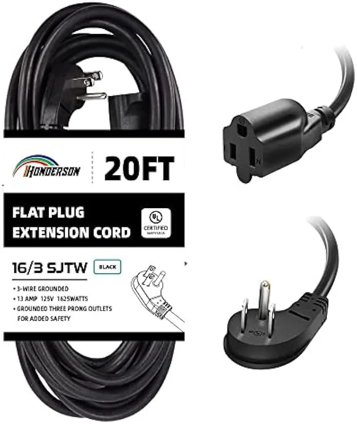 TAURKENAM TAURKENAM 20FT Flat Plug 16/3 SJTW Extension Cord — product photo