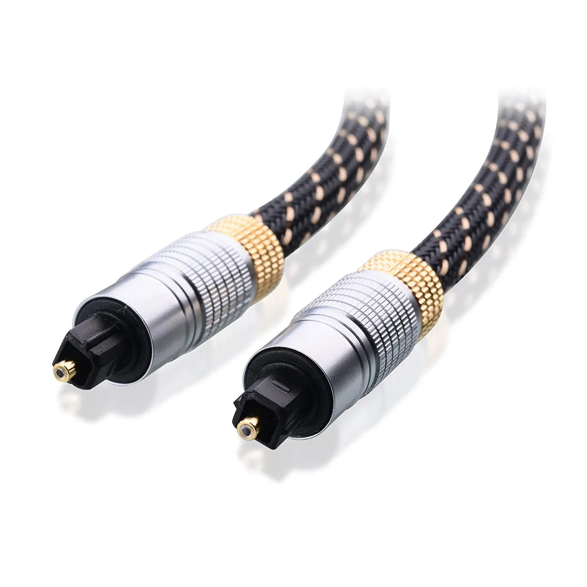 Corn Electronics Corn Electronics Toslink Digital Optical Audio Cable 15 ft Braided Jacket Metal Connectors — product photo