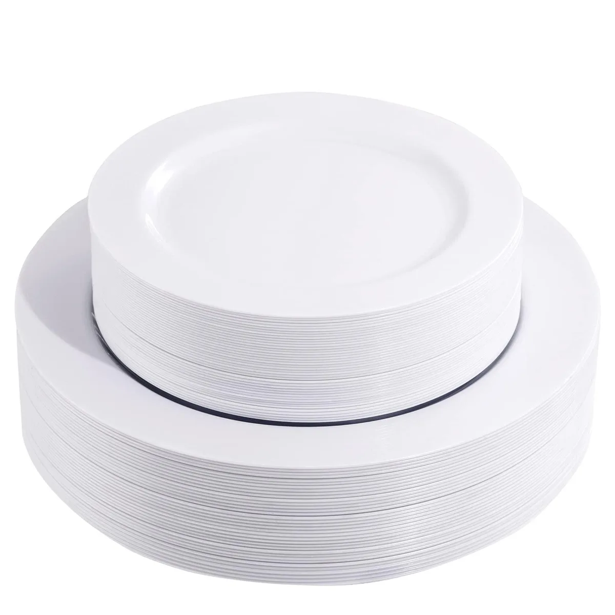 Four white square ceramic plates with floral design